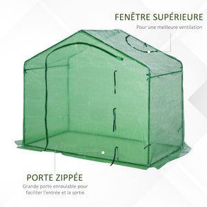 Serre de jardin PE, serre de balcon, bâche renforcée, châssis en acier, porte zippée enroulable, pour légumes plantes, intérieur et extérieur, 180 x 100 x 168 cm, vert