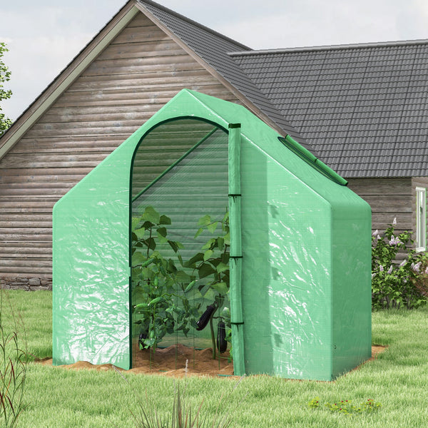 Serre de jardin PE, serre de balcon, bâche renforcée, châssis en acier, porte zippée enroulable, pour légumes plantes, intérieur et extérieur, 180 x 100 x 168 cm, vert