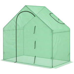 Serre de jardin PE, serre de balcon, bâche renforcée, châssis en acier, porte zippée enroulable, pour légumes plantes, intérieur et extérieur, 180 x 100 x 168 cm, vert