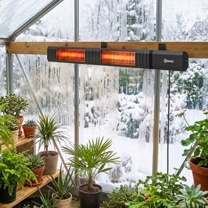 Radiateur Infrarouge 3000W, Chauffage Extérieur Électrique Mural IP65 avec Télécommande, Écran LED, Minuterie, 9 Niveaux, Chauffage Radiant pour Terrasse, Intérieur, Jardin, Balcon, Noir