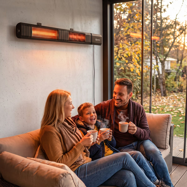 Radiateur Infrarouge 3000W, Chauffage Extérieur Électrique Mural IP65 avec Télécommande, Écran LED, Minuterie, 9 Niveaux, Chauffage Radiant pour Terrasse, Intérieur, Jardin, Balcon, Noir