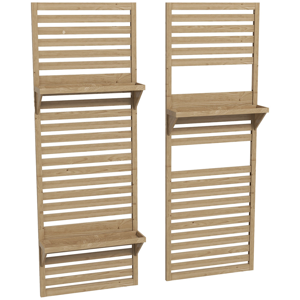 Lot de 2 support plantes intérieur porte plante intérieure avec étagères suspendues pour plantes et treillis à lattes pour l'escalade pour le balcon et la terrasse en bois massif bois naturel