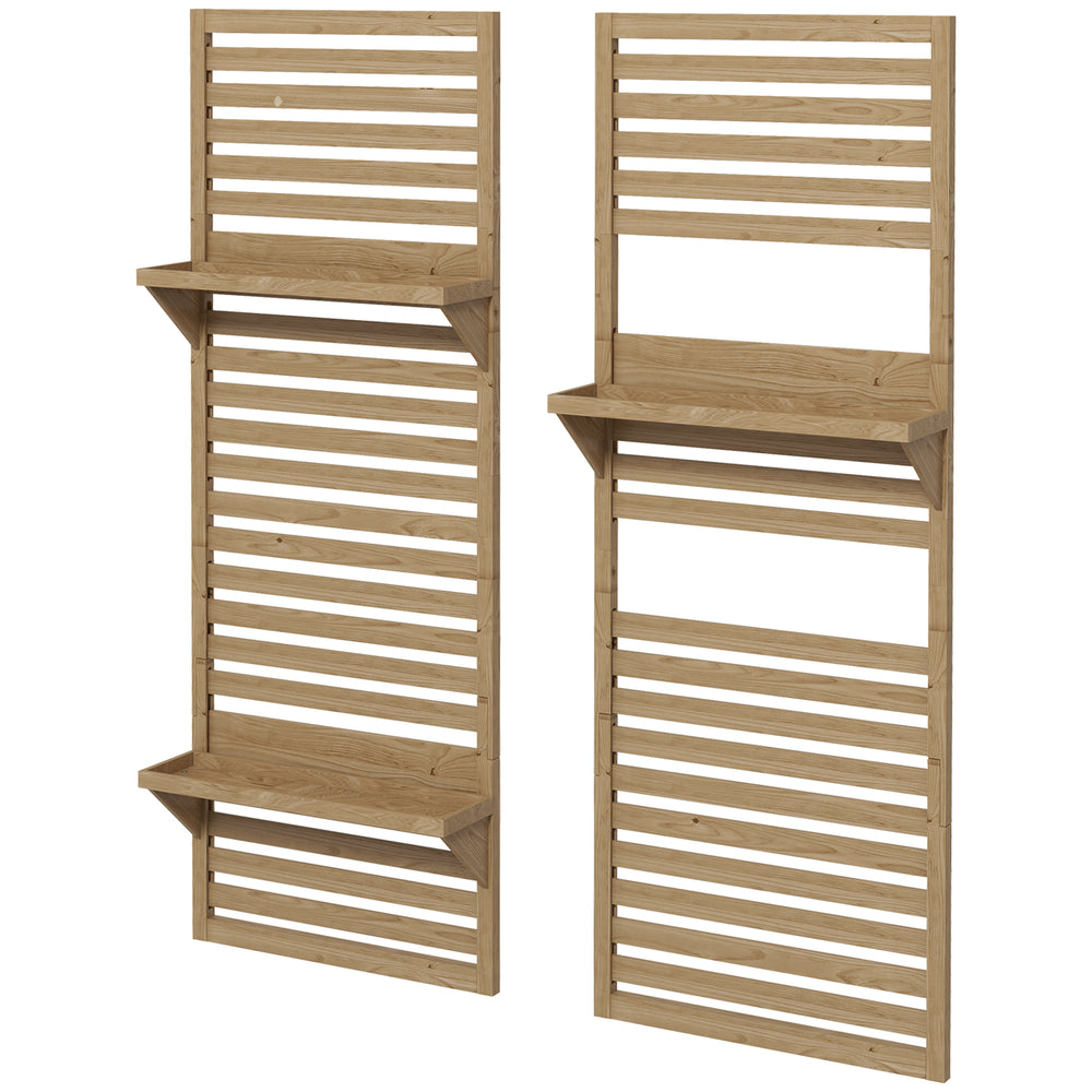 Lot de 2 support plantes intérieur porte plante intérieure avec étagères suspendues pour plantes et treillis à lattes pour l'escalade pour le balcon et la terrasse en bois massif bois naturel