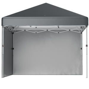 Tonnelle de jardin pop-up pliant barnum réglable en hauteur protection UV 30+ 2 parois latérales - sac de transport inclus - pour fête, événement plein air - 297 x 297 x 288 cm gris foncé