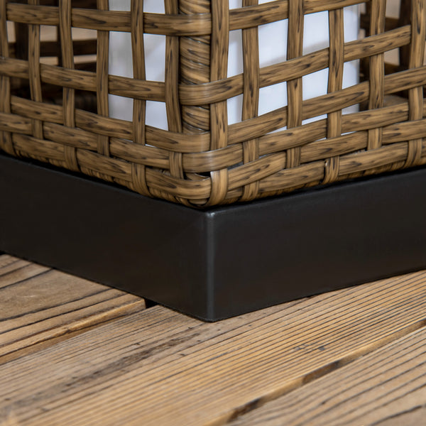 Lampadaire solaire extérieur en résine tressée, lampadaire sans fil rechargeable avec capteur de lumière, style moderne, lampadaire LED extérieur, étanche, pour jardin patio, 46 cm, sable