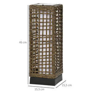 Lampadaire solaire extérieur en résine tressée, lampadaire sans fil rechargeable avec capteur de lumière, style moderne, lampadaire LED extérieur, étanche, pour jardin patio, 46 cm, sable