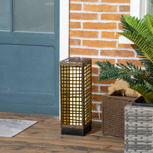 Lampadaire solaire extérieur en résine tressée, lampadaire sans fil rechargeable avec capteur de lumière, style moderne, lampadaire LED extérieur, étanche, pour jardin patio, 46 cm, sable