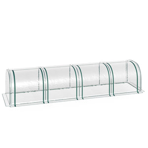 Serre de Jardin mini serre tunnel serre à tomates 3,95L x 1l x 0, 8H m 4 Portes zippées bâche PVC Transparent métal époxy Vert