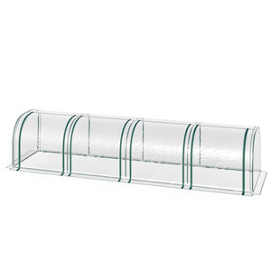 Serre de Jardin mini serre tunnel serre à tomates 3,95L x 1l x 0, 8H m 4 Portes zippées bâche PVC Transparent métal époxy Vert