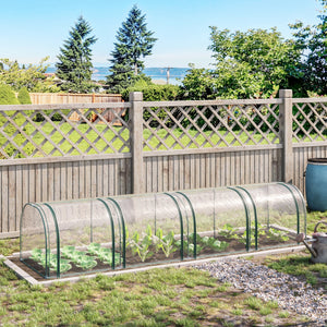 Serre de Jardin mini serre tunnel serre à tomates 3,95L x 1l x 0, 8H m 4 Portes zippées bâche PVC Transparent métal époxy Vert