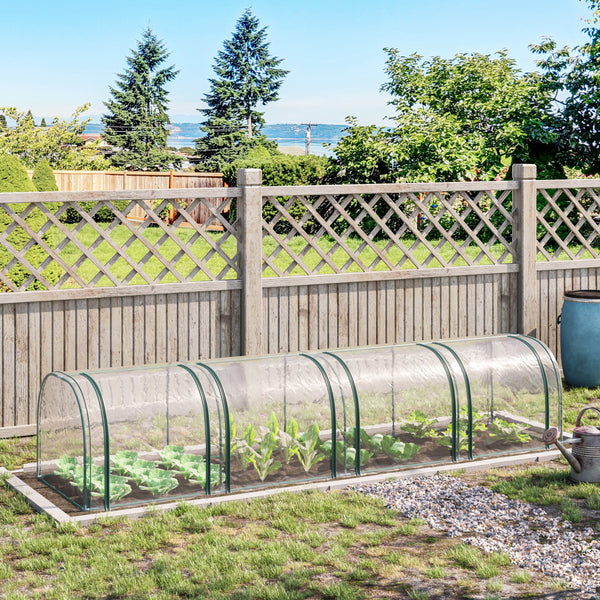 Serre de Jardin mini serre tunnel serre à tomates 3,95L x 1l x 0, 8H m 4 Portes zippées bâche PVC Transparent métal époxy Vert