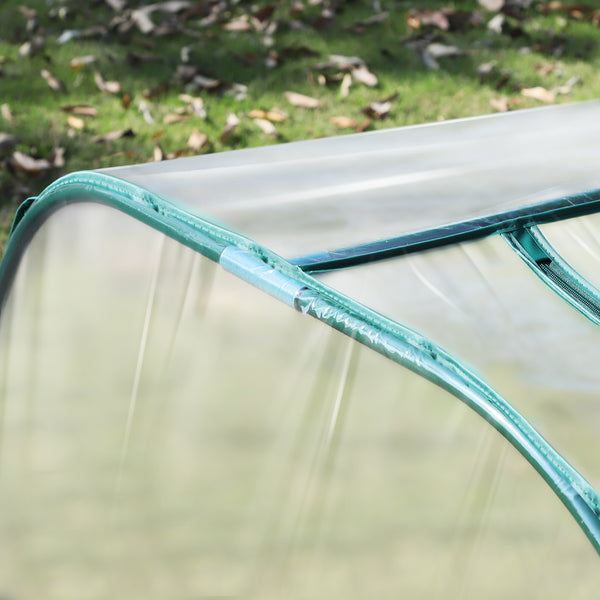 Serre de Jardin mini serre tunnel serre à tomates 3,95L x 1l x 0, 8H m 4 Portes zippées bâche PVC Transparent métal époxy Vert