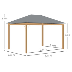 Tonnelle de jardin 4 x 3 m tonnelle aluminium pavillon de jardin avec rideaux et toile de toit en polyester protection solaire