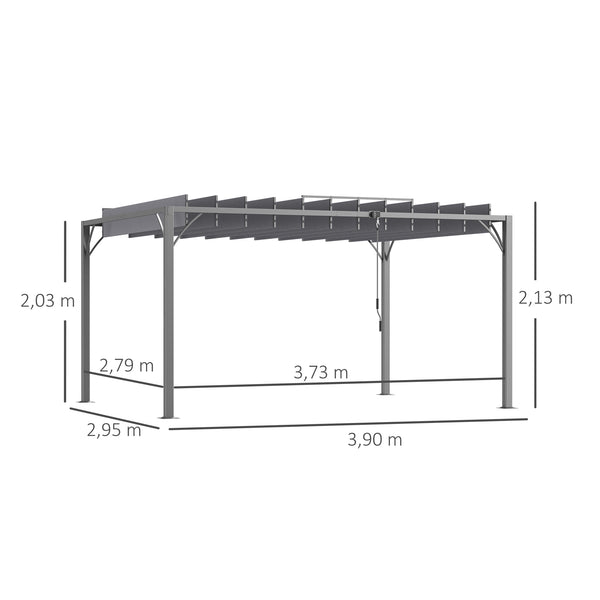 Pergola bioclimatique 4x3 m pergola avec lames orientables style contemporain UV 50+ structure aluminium - gris