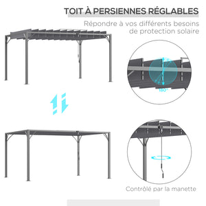 Pergola bioclimatique 4x3 m pergola avec lames orientables style contemporain UV 50+ structure aluminium - gris