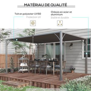 Pergola bioclimatique 4x3 m pergola avec lames orientables style contemporain UV 50+ structure aluminium - gris