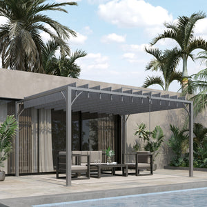 Pergola bioclimatique 4x3 m pergola avec lames orientables style contemporain UV 50+ structure aluminium - gris