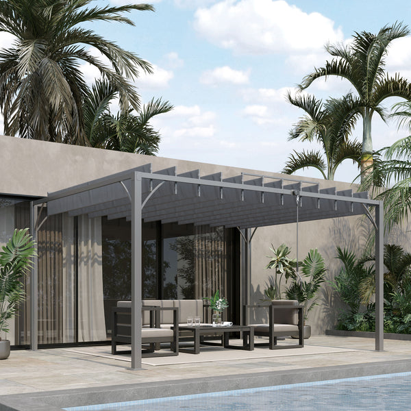 Pergola bioclimatique 4x3 m pergola avec lames orientables style contemporain UV 50+ structure aluminium - gris