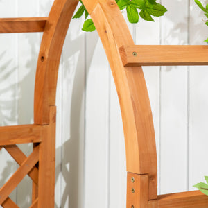 Jardinière rectangulaire sur pied avec treillis et arche - 83 x 36 x 152 cm - fond à lattes - bois sapin pré-huilé