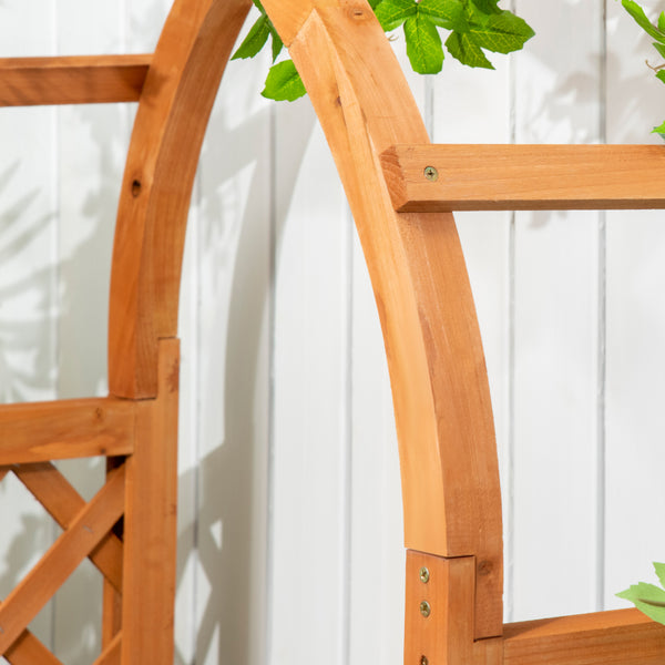 Jardinière rectangulaire sur pied avec treillis et arche - 83 x 36 x 152 cm - fond à lattes - bois sapin pré-huilé
