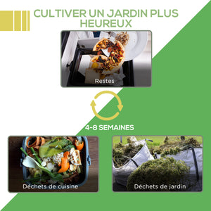 Composteur de jardin 300L, bac composteur pour jardin en polypropylène, 48 aérations, couvercle pratique et sécurisé, noir