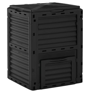 Composteur de jardin 300L, bac composteur pour jardin en polypropylène, 48 aérations, couvercle pratique et sécurisé, noir