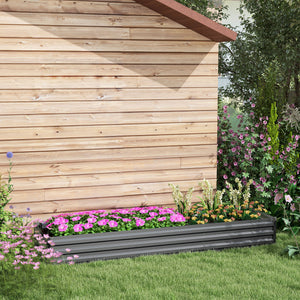 Carré potager rectangulaire, lit de jardin surélevé en acier galvanisé, fond ouvert, jardinière avec coins de protection, 240 x 60 x 30 cm, gris foncé