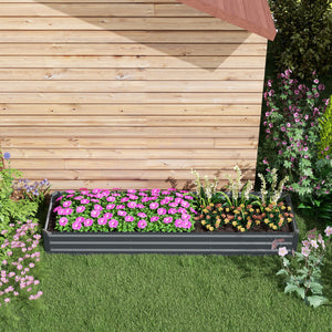 Carré potager rectangulaire, lit de jardin surélevé en acier galvanisé, fond ouvert, jardinière avec coins de protection, 240 x 60 x 30 cm, gris foncé
