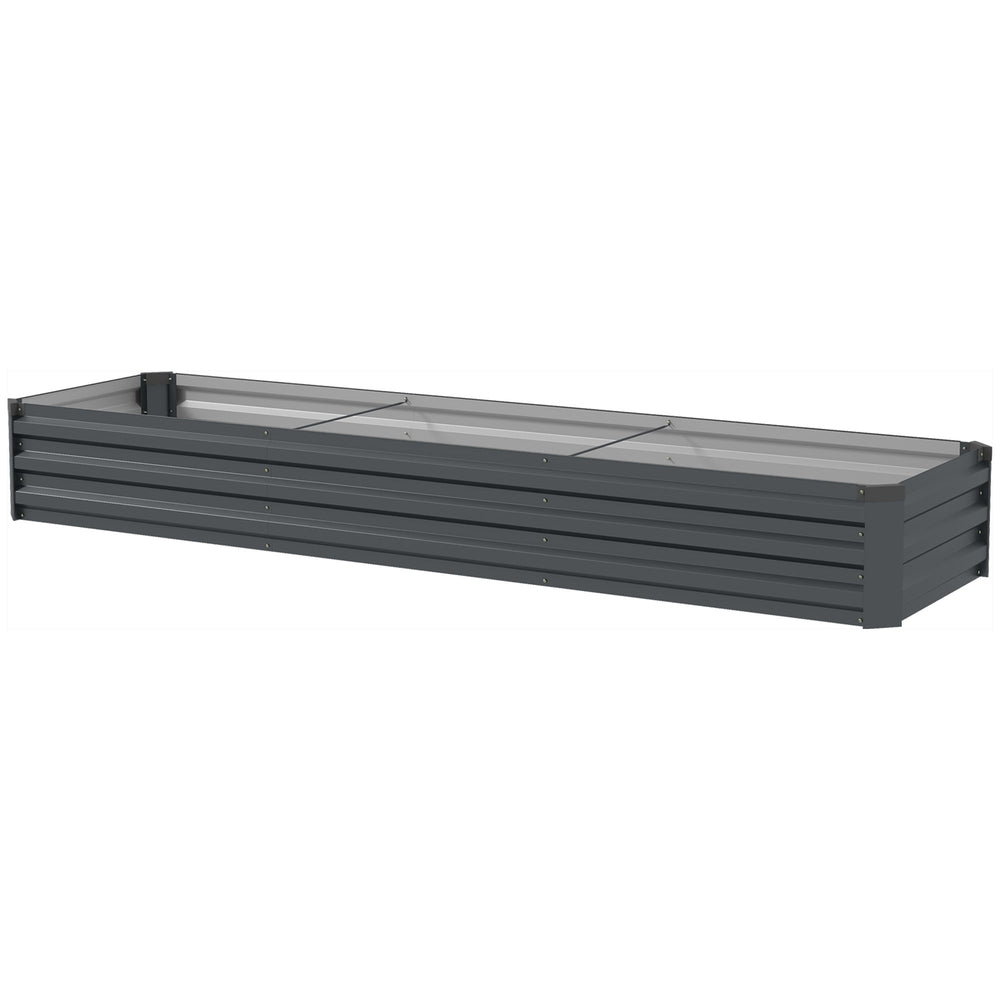 Carré potager rectangulaire, lit de jardin surélevé en acier galvanisé, fond ouvert, jardinière avec coins de protection, 240 x 60 x 30 cm, gris foncé
