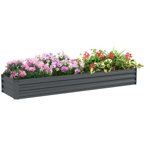 Carré potager rectangulaire, lit de jardin surélevé en acier galvanisé, fond ouvert, jardinière avec coins de protection, 240 x 60 x 30 cm, gris foncé