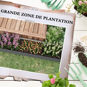 Carré potager rectangulaire, lit de jardin surélevé en acier galvanisé, fond ouvert, jardinière avec coins de protection, 240 x 60 x 30 cm, gris foncé