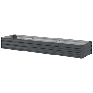 Carré potager rectangulaire, lit de jardin surélevé en acier galvanisé, fond ouvert, jardinière avec coins de protection, 240 x 60 x 30 cm, gris foncé