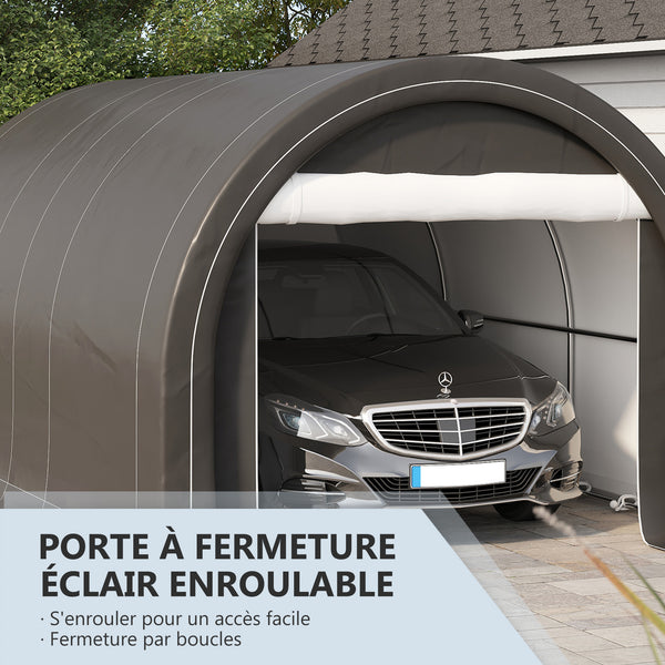 Tente garage carport dim. 5L x 3l x 2,4H m acier galvanisé robuste PE haute densité 190 g/m² imperméable anti-UV gris