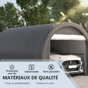 Tente garage carport dim. 5L x 3l x 2,4H m acier galvanisé robuste PE haute densité 190 g/m² imperméable anti-UV gris