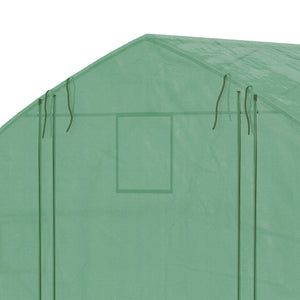 Serre de jardin tunnel, 10,4 m², serre de jardin, anti-UV, porte zippée enroulable, fenêtres en maille, tube d'acier galvanisé et PE 140g/㎡, 350 x 300 x 200 cm, vert