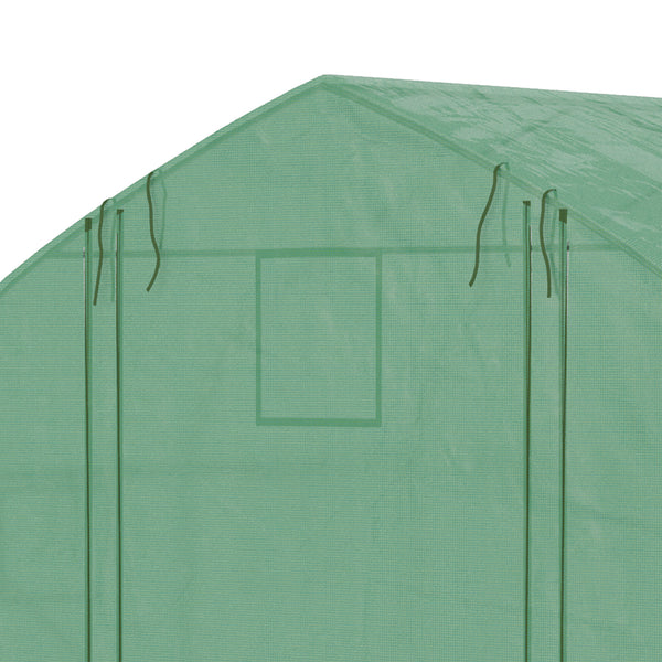 Serre de jardin tunnel, 10,4 m², serre de jardin, anti-UV, porte zippée enroulable, fenêtres en maille, tube d'acier galvanisé et PE 140g/㎡, 350 x 300 x 200 cm, vert