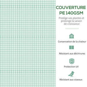 Serre de jardin tunnel, 10,4 m², serre de jardin, anti-UV, porte zippée enroulable, fenêtres en maille, tube d'acier galvanisé et PE 140g/㎡, 350 x 300 x 200 cm, vert