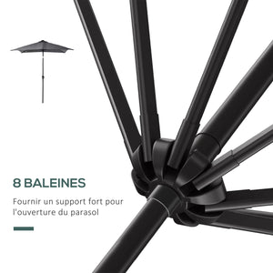 Parasol de jardin Parasol droit 3 x 2 m lumineux rectangulaire inclinable avec LED solaire acier polyester haute densité gris