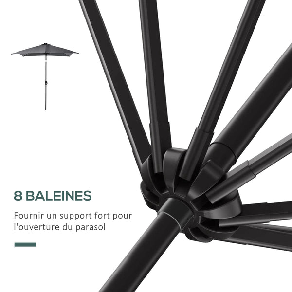 Parasol de jardin Parasol droit 3 x 2 m lumineux rectangulaire inclinable avec LED solaire acier polyester haute densité gris