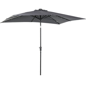 Parasol de jardin Parasol droit 3 x 2 m lumineux rectangulaire inclinable avec LED solaire acier polyester haute densité gris