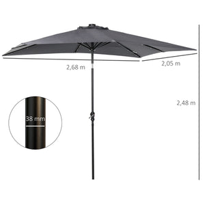 Parasol de jardin Parasol droit 3 x 2 m lumineux rectangulaire inclinable avec LED solaire acier polyester haute densité gris