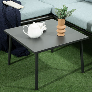 Salon de jardin d'angle en résine tressée 4 pièces avec 2 canapé d'angle 2 places + 1 canapé d'angle 1 place + table basse coussins inclus cadre en aluminium gris