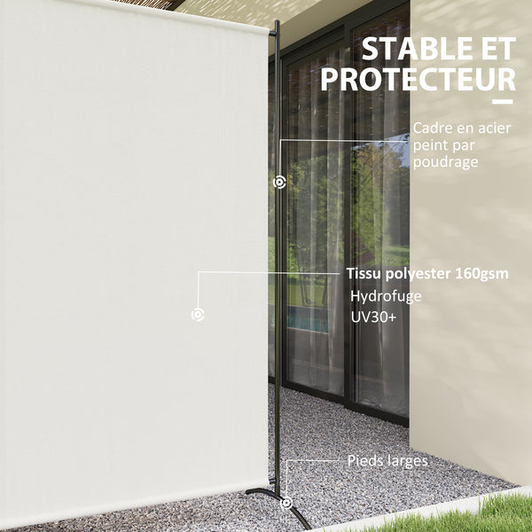 Paravent Extérieur à Panneau Unique, Séparateur de Pièce de 180H cm avec Protection UV30+, Panneau Brise-Vue avec Base Stable pour Intérieur et Extérieur, Beige