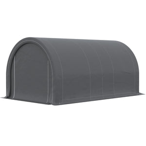 Tente garage carport dim. 5L x 3l x 2,4H m acier galvanisé robuste PE haute densité 190 g/m² imperméable anti-UV gris
