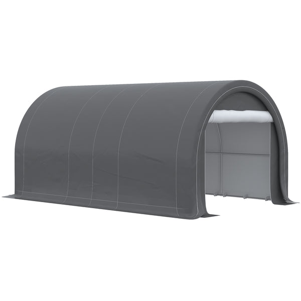 Tente garage carport dim. 5L x 3l x 2,4H m acier galvanisé robuste PE haute densité 190 g/m² imperméable anti-UV gris