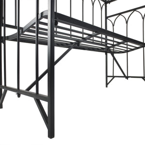 Arche à rosiers avec banc pour 2 personnes, arceau à rosiers, arche de jardin pour plantes grimpantes, pour jardin terrasse cour, 115 x 50 x 203 cm, noir