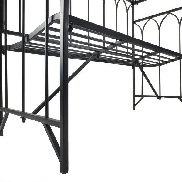 Arche à rosiers avec banc pour 2 personnes, arceau à rosiers, arche de jardin pour plantes grimpantes, pour jardin terrasse cour, 115 x 50 x 203 cm, noir