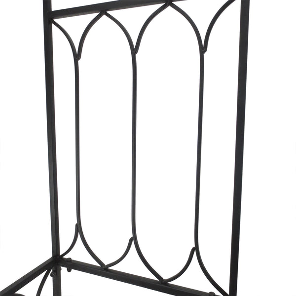 Arche à rosiers avec banc pour 2 personnes, arceau à rosiers, arche de jardin pour plantes grimpantes, pour jardin terrasse cour, 115 x 50 x 203 cm, noir
