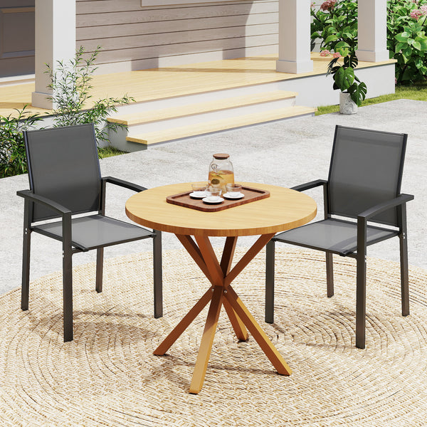 Lot de 2 chaises de jardin chaises empilables d'extérieur respirant avec accoudoirs, en aluminium et textilène pour jardin, piscine, terrasse, gris foncé