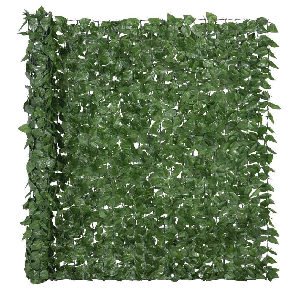 Haie Artificielle Brise-Vue décoration Rouleau 3L x 1,5H m Feuillage hêtre réaliste Anti-UV, feuilles en soie, Vert foncé